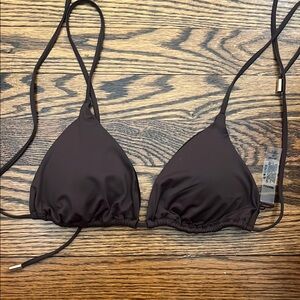 Elegant Brown Triangle Bikini Top